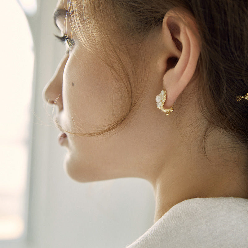 Pearl Ear Clip without Pierced Tea Retro Japanese Style