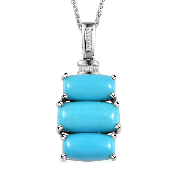 Sleeping Beauty Turquoise White Diamond Cushion 925 Sterling Silver Platinum Pla