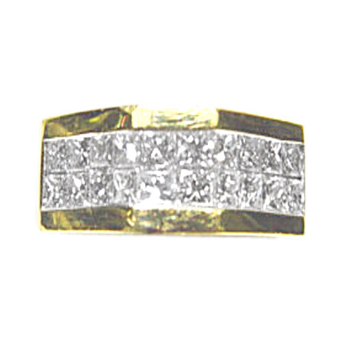 DIAMOND PRINCESS SHAPE 2 ROW INVISIBLE SET DOMED MENS DIAMOND BAND DIAMOND RING