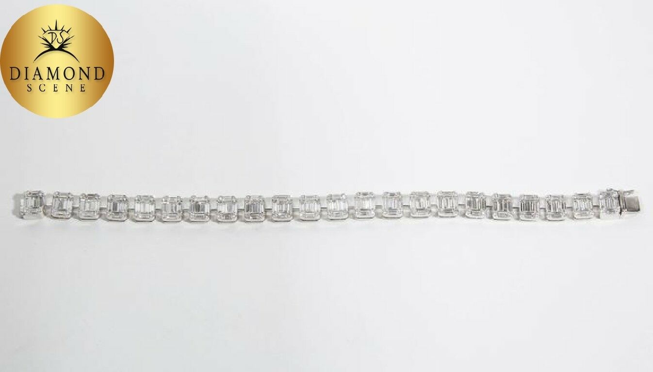 Stunning Baguette and Round Diamond Gold Bracelet