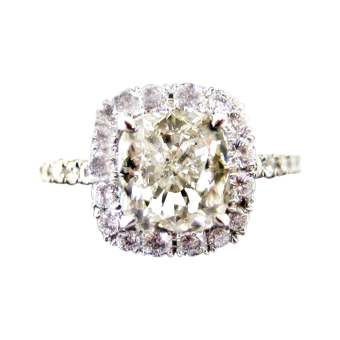 GIA CERTIFIED H COLOR SI1 CLARITY GRADE CUSHION SHAPE DIAMOND ENGAGEMENT RING
