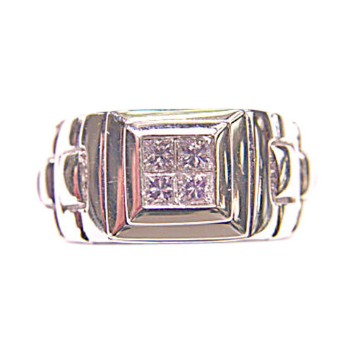 4 DIAMONDS INVISIBLE SET ON TOP WITH GROOVES IN WHITE