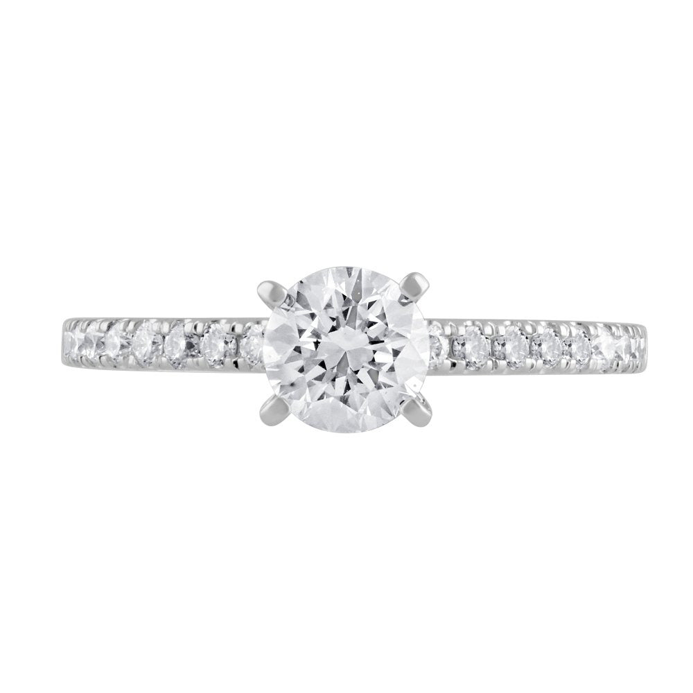 Unique Moments 1 Ct Lab Grown Diamond round Engagement Ring in 14K White Gold (G