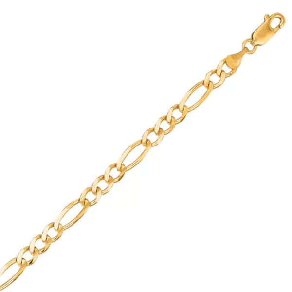 Solid Figaro Link Bracelet 8", 4.5Mm in 14K Yellow Gold