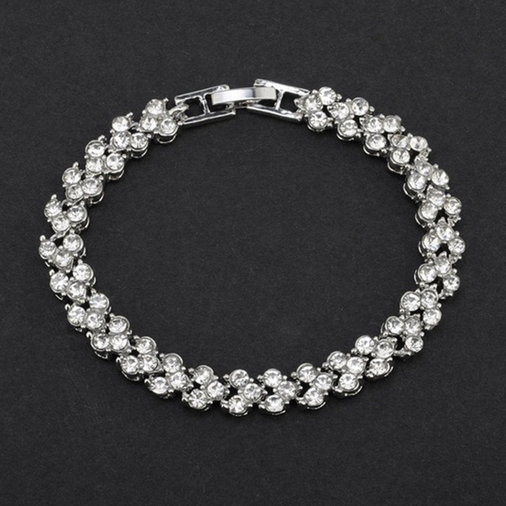 Woman Gold Silver Crystal Diamond Cuff Bracelet