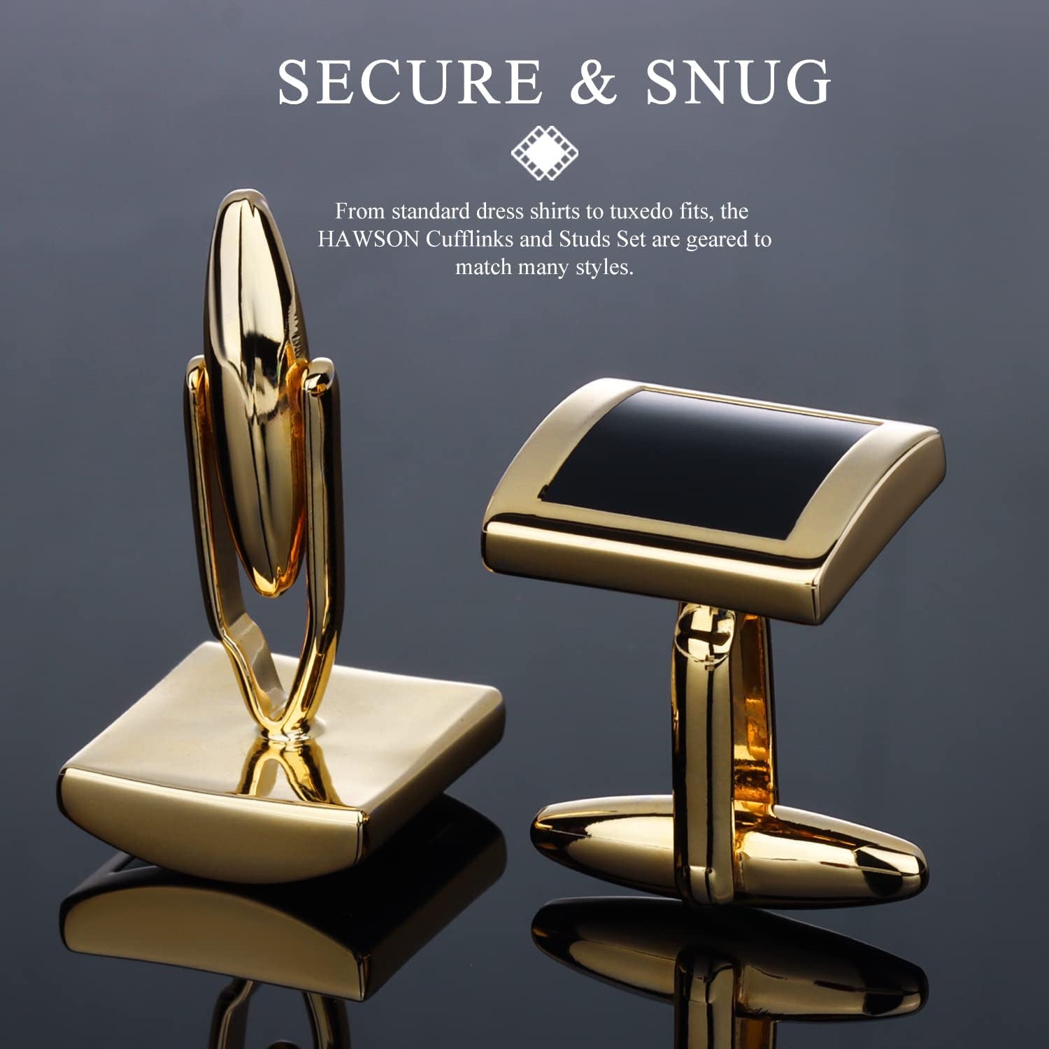 Cufflinks and Studs for Men with Gift Box, Gold or Silver Tone Cuff Links, Mens