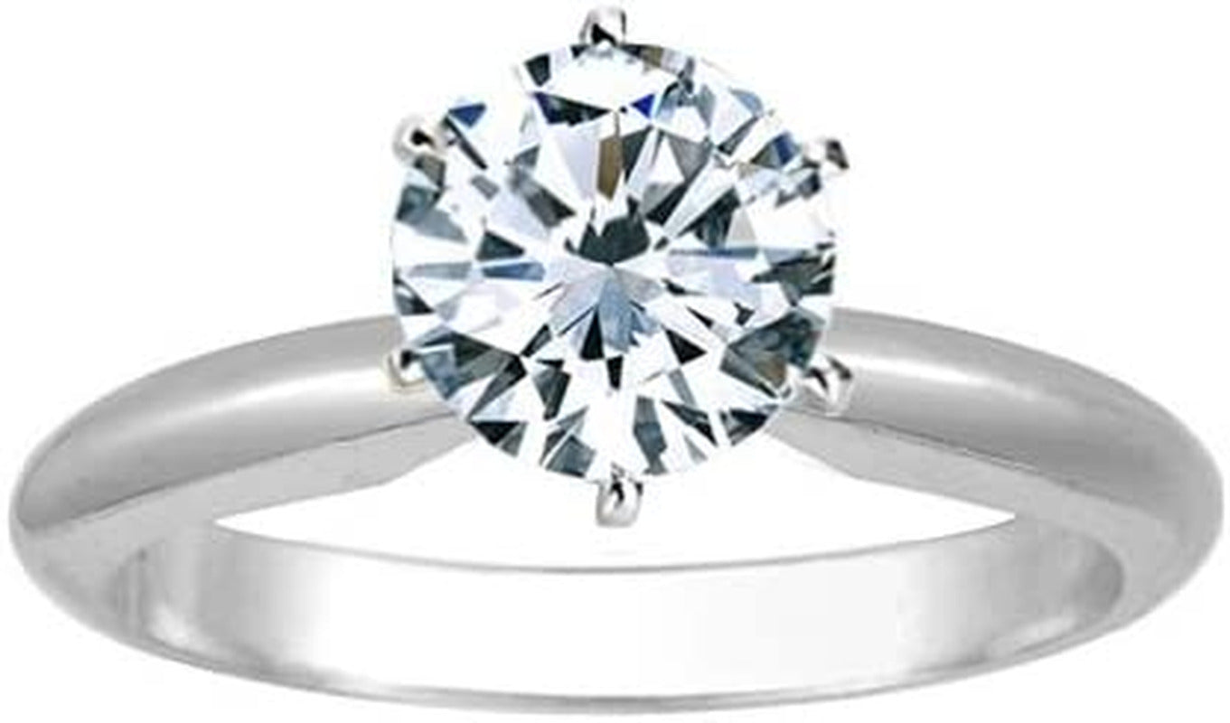 1/2 Carat round Cut Diamond Solitaire Engagement Ring 14K White Gold 6 Prong (J,