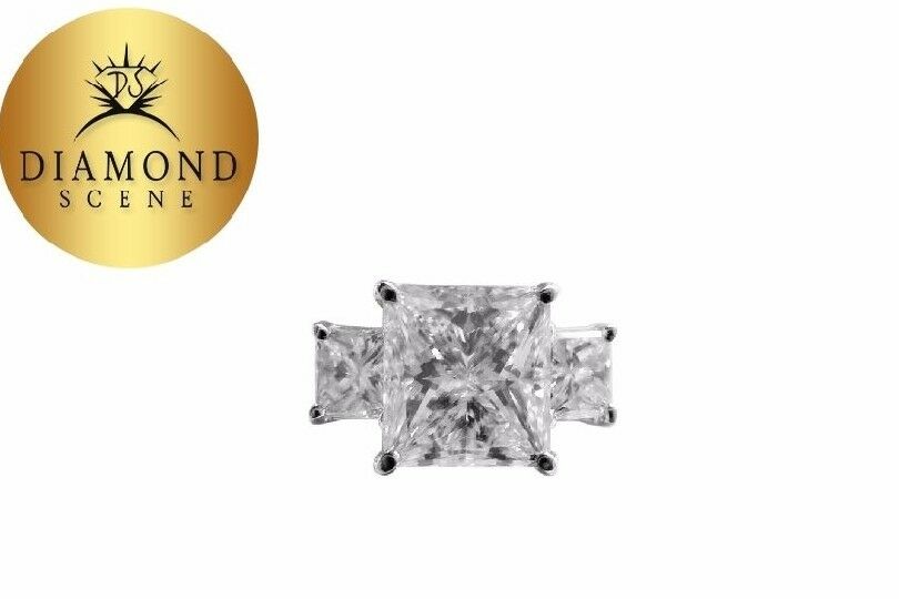 GIA H SI2 PRINCESS THREE STONE RING ENGAGEMENT RING