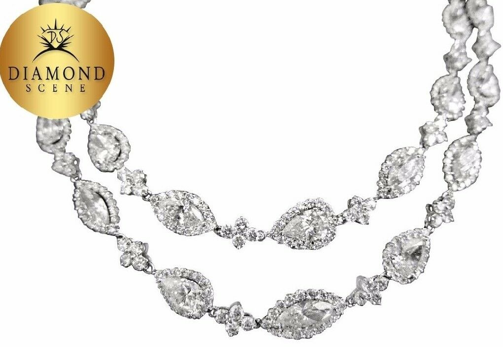 Diamond necklace emerald trillion pear marquise 31 pieces one carat each diamond