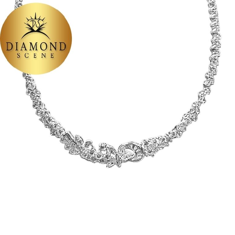 DIAMOND MARQUISE BAGUETTE ROUND ALL AROUND SET DIAMOND NECKLACE