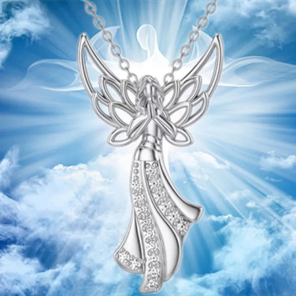 Exquisite Fashion Creative Women Angel Wings Diamond Necklace Holy Faith Angel P