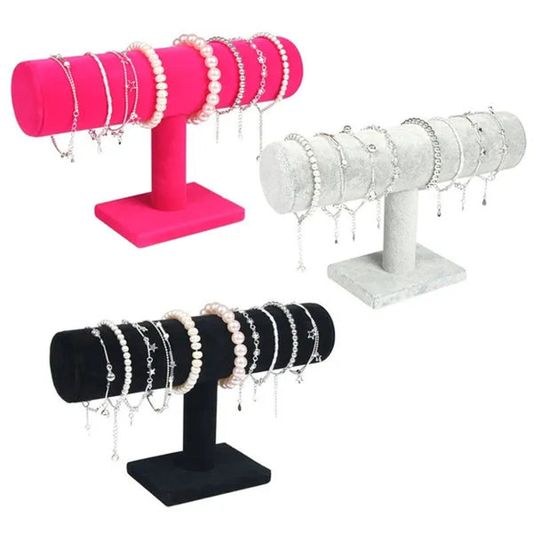 Portable Velvet Bracelet Bangle Necklace Display Stand Holder Watch Jewelry Orga