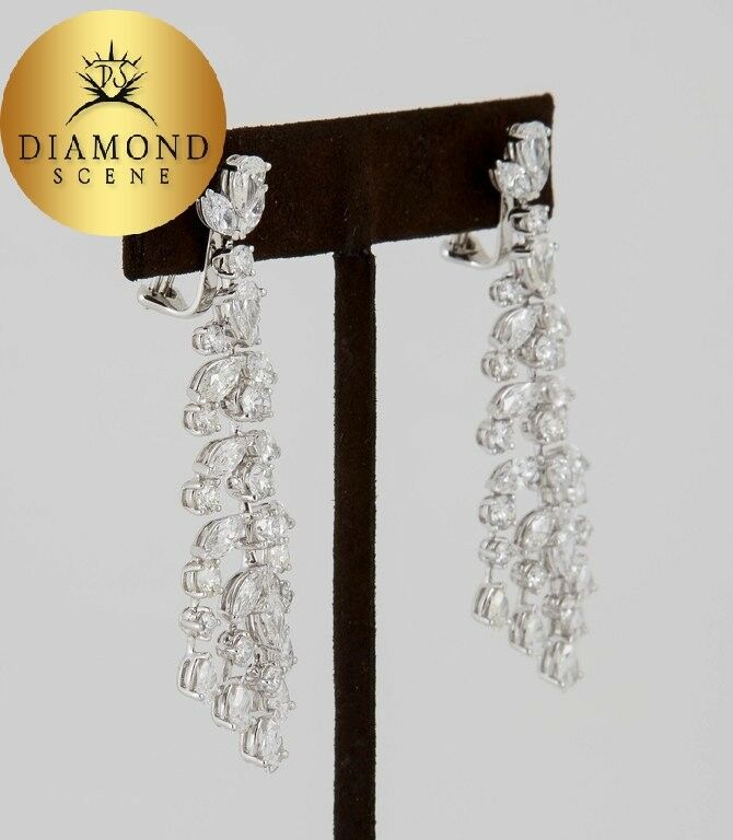 Classic Diamond Gold Chandelier Earrings 15.18 carats of beautiful F VS 18 k