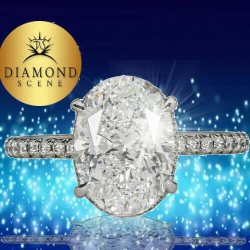 GIA OVAL SHAPE D COLOR SI1 CLARITY SET CENTER ROUND DIAMOND HALO ENGAGEMENT RING
