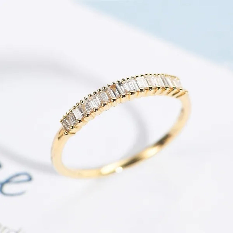 Women Fashion Dainty 18K Gold Plated Cube Diamond Rings Wedding Engagement Party