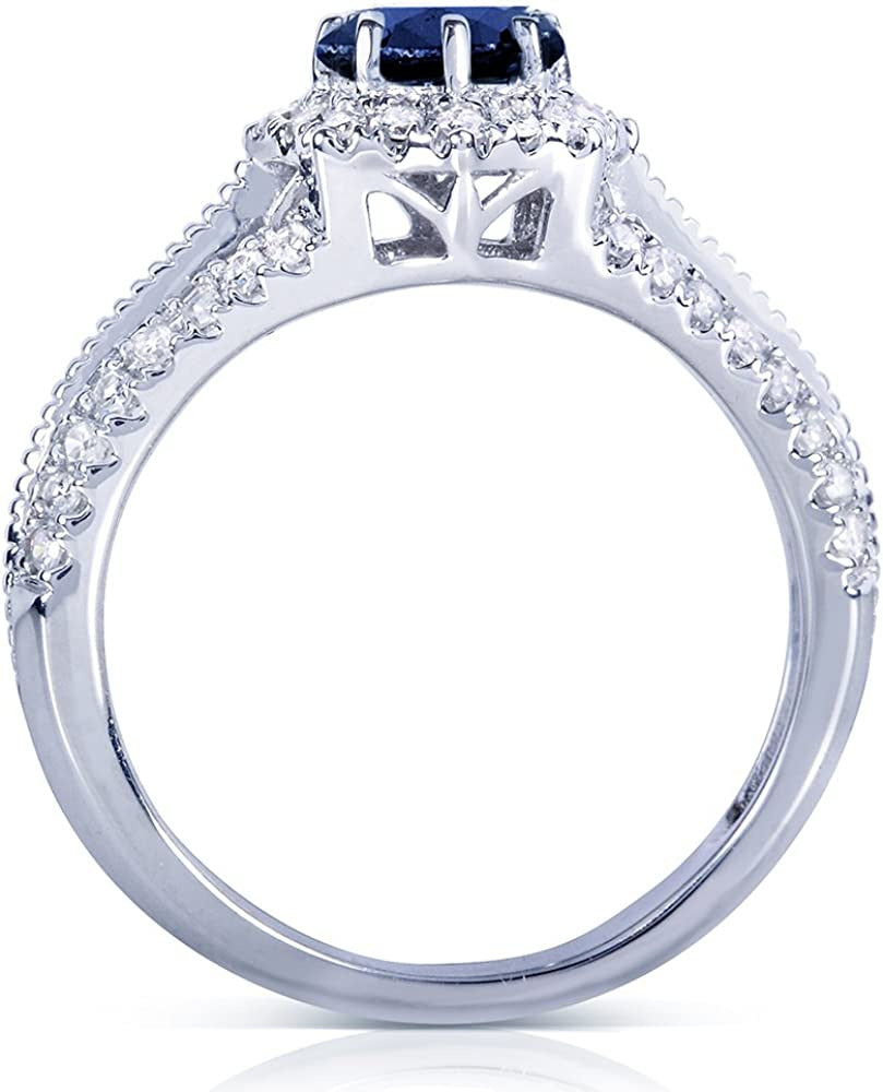 Vintage Style Sapphire & Diamond Engagement Ring 1 Carat (Ctw) in 14K White Gold