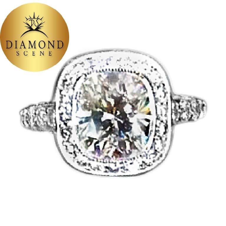 GIA CERTIFIED G COLOR VS1 CLARITY GRADE CUSHION SHAPE HALO ROUND ENGAGEMENT RING