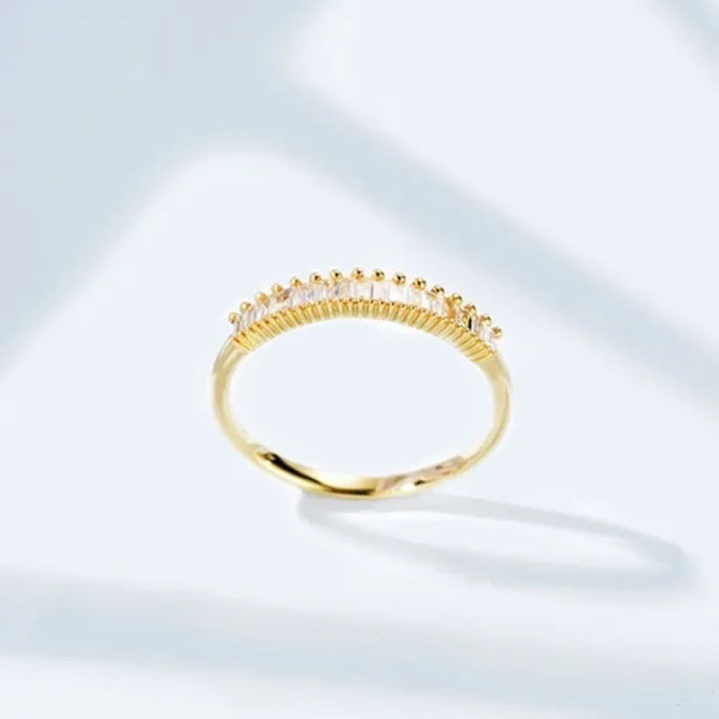 Women Fashion Dainty 18K Gold Plated Cube Diamond Rings Wedding Engagement Party