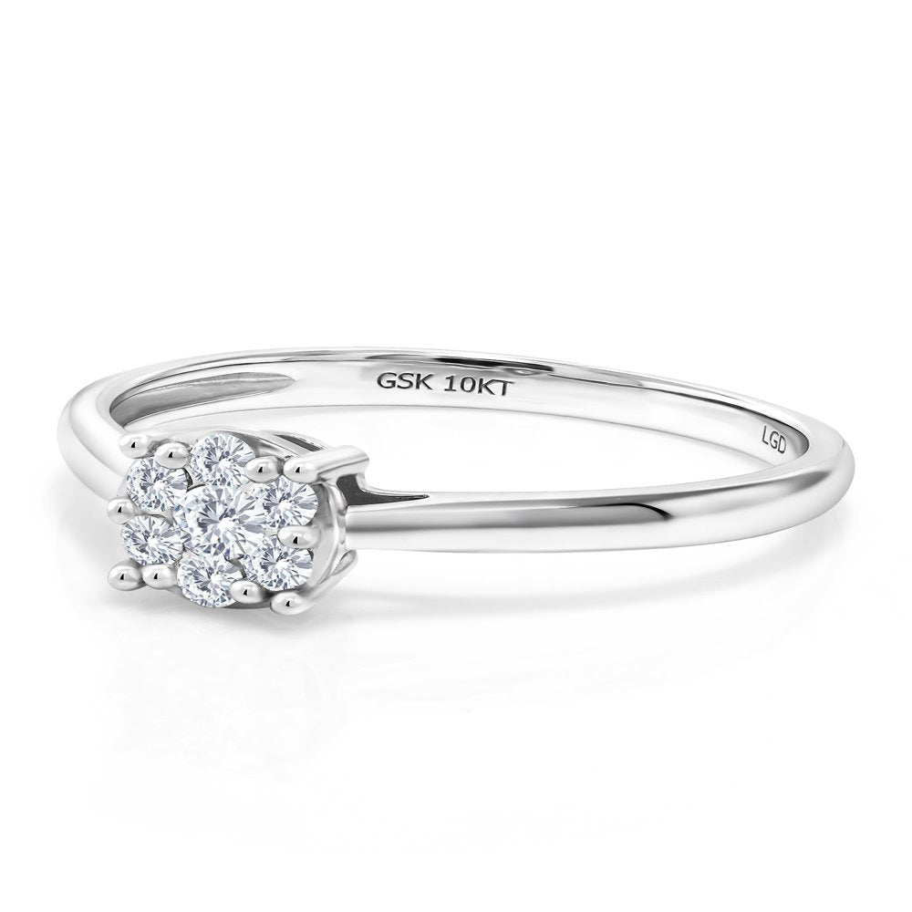White Lab Grown Diamond 10K White Gold Engagement Ring (0.26 Ct , SI2-SI1, GH)