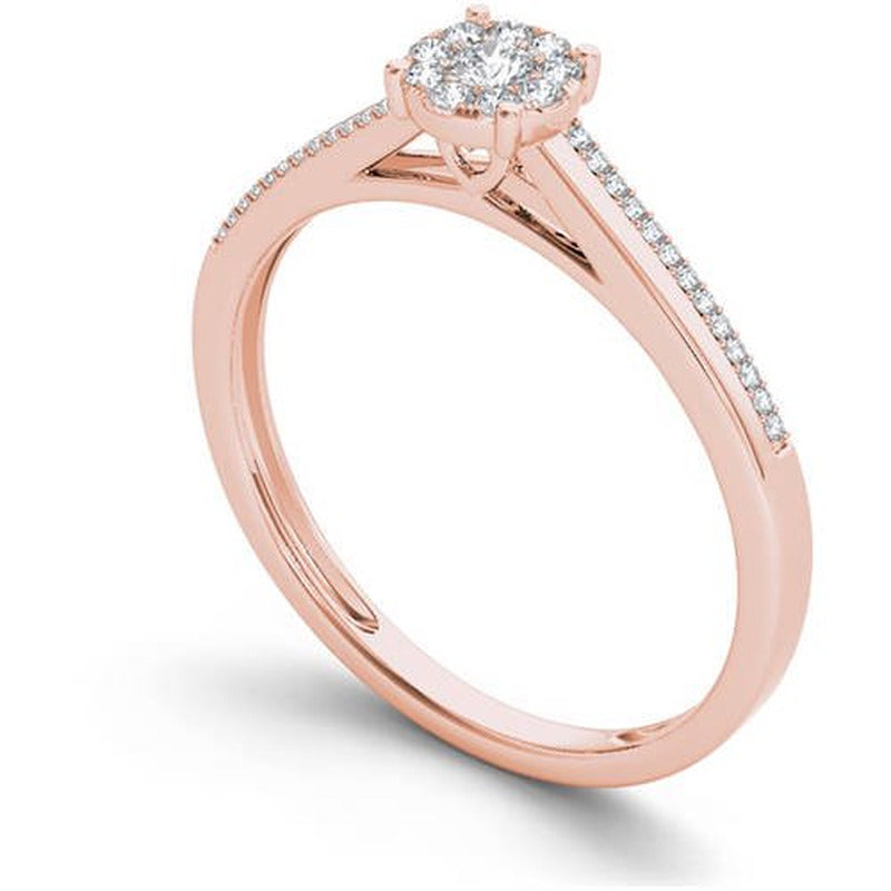 1/6 Carat T.W. Diamond 10Kt Rose Gold Cluster Engagement Ring