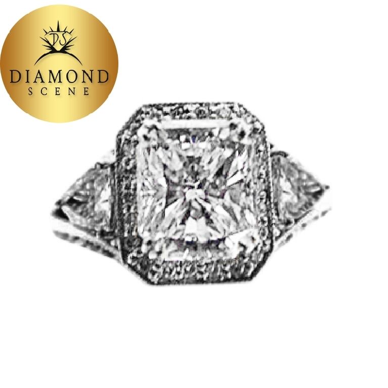 CERTIFIED RADIANT TRILLION ROUND F COLOR VS2 CLARITY DIAMOND ENGAGEMENT RING