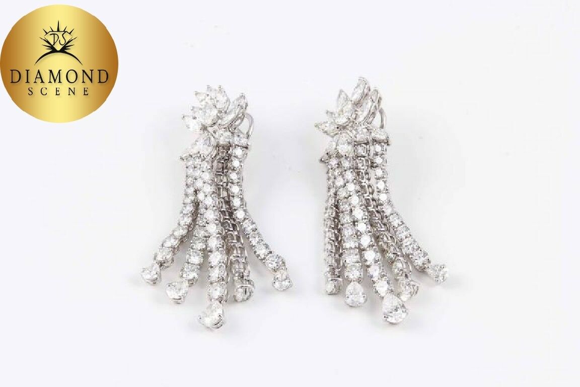 Diamond Platinum Dangle Earrings 29.15 carats of F/G VS diamonds set in platinum