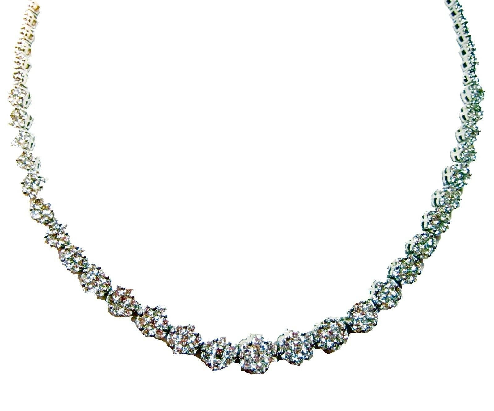 DIAMOND NECKLACE FRONT SET DIAMOND CLUSTER IN FRONT DIAMOND WHITE GOLD NECKLACE