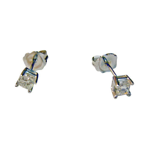 $1,200 RETAIL DIAMOND PRINCESS SHAPE STUD EARRING PRONG .25 CT G VS1/2 14 K GOLD