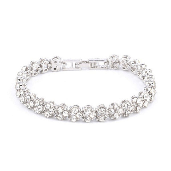 Women Gold Silver Crystal Diamond Cuff Bracelet Bangle Chain Jewelry
