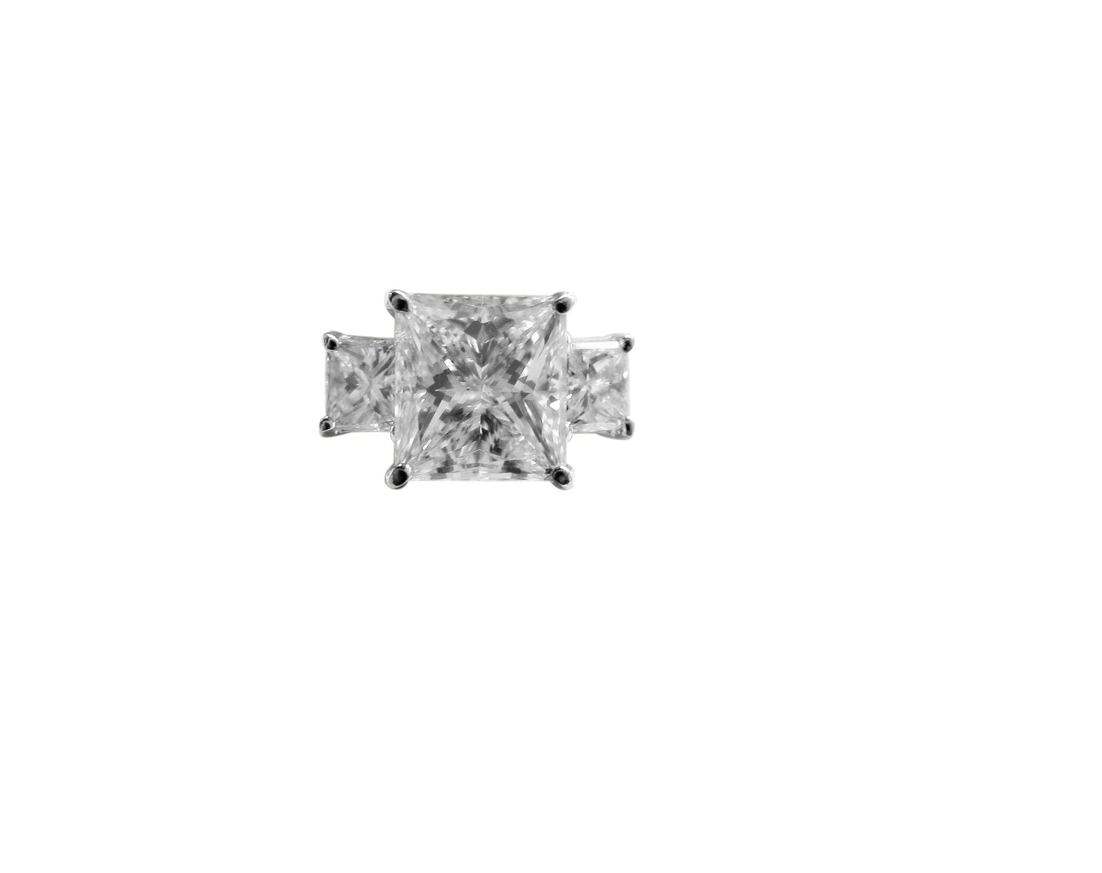 GIA H SI2 PRINCESS THREE STONE RING ENGAGEMENT RING
