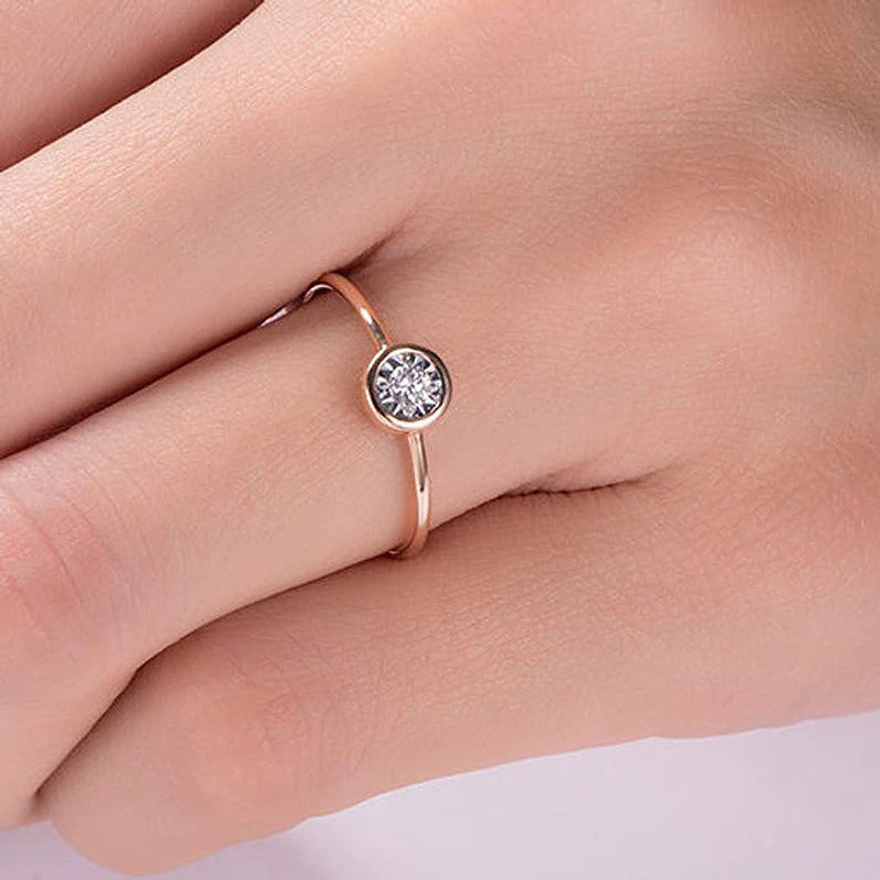 Solid 10K Yellow Gold 4Mm Moissanite Bezel Set Engagement Ring Women Minimalist