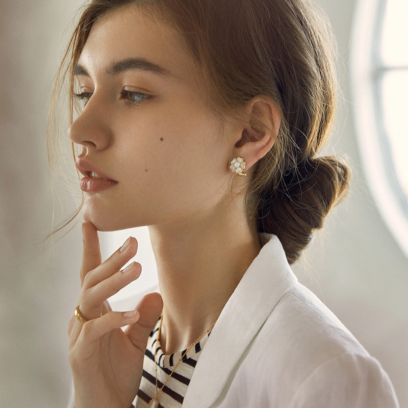Pearl Ear Clip without Pierced Tea Retro Japanese Style