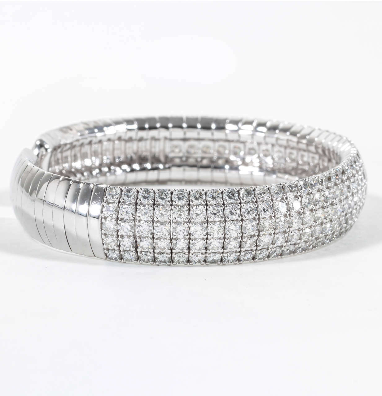 DIAMOND TOP SET CUFF BANGLE 5 ROW DIAMOND ROUND BRILLIANT BANGLE BRACELET