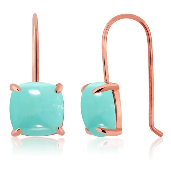 Gem Stone King 925 Silver Rose Gold Plated Sleeping Beauty Turquoise Dangle Earr
