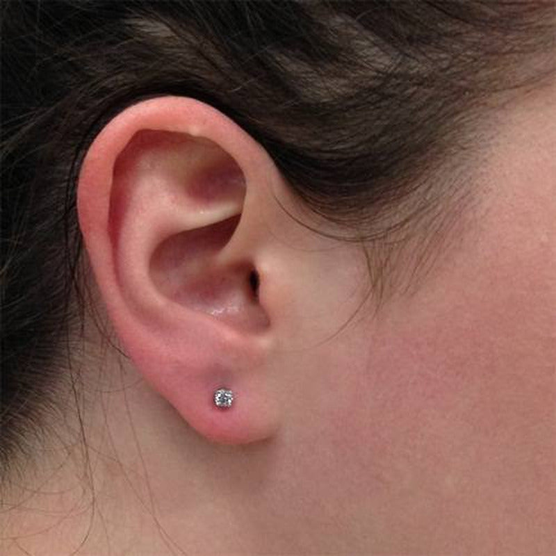 1/4 Carat Genuine Diamond Stud Earrings in 14K White Gold (I2-I3 Clarity, IJ Col