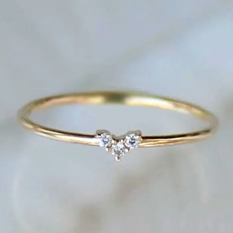 Tiny Love Heart Diamond Pieces of Exquisite Small Fresh Style Ladies Engagement
