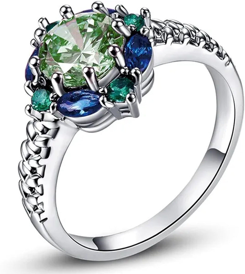 Elegant 925 Sterling Silver Emerald Women Rings Fashion Ruby Amethyst Wedding Pa