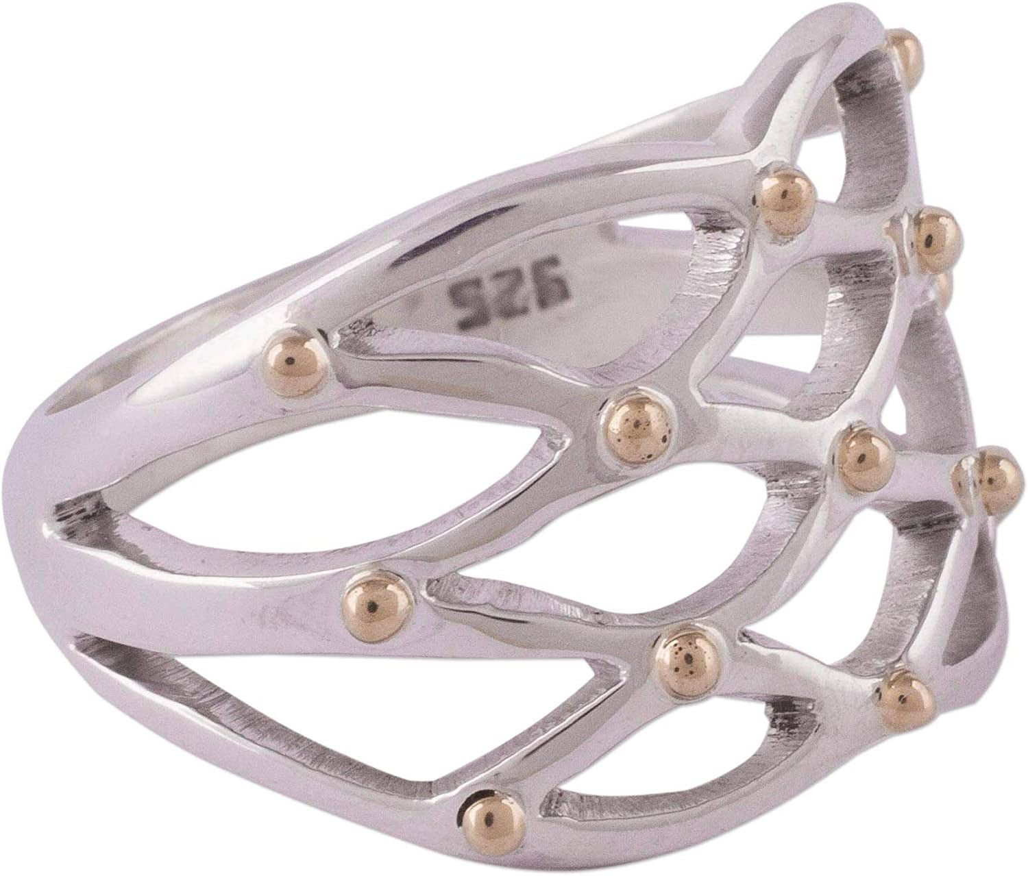 18K Gold Plated .925 Sterling Silver Cocktail Ring, Webbed Love'