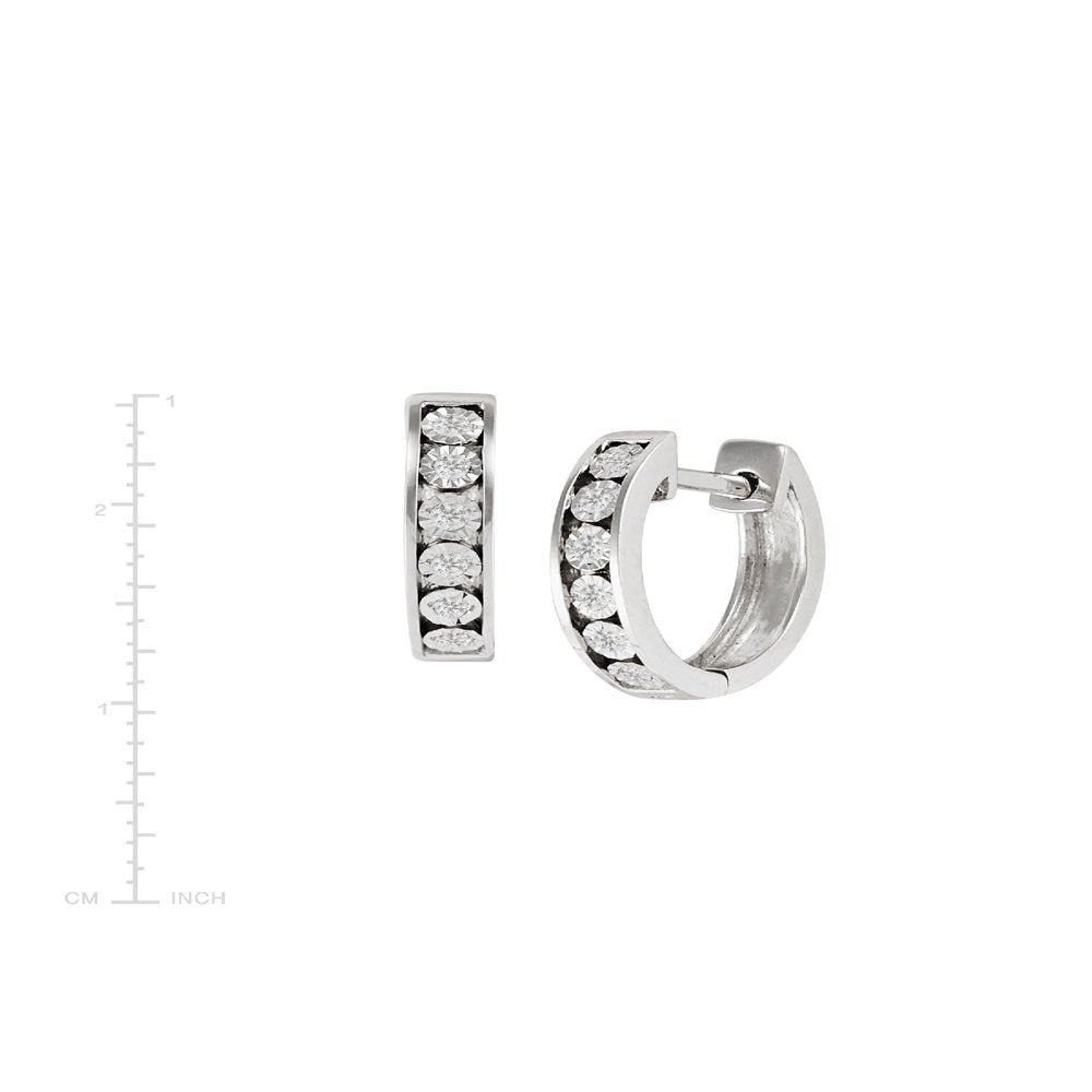 Women'S 1/10 Ct Diamond Hoop Earrings in Sterling Silver