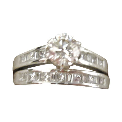 .55 CT CERTIFIED DIAMOND TWO PIECE ENGAGEMENT SET BAND ENGAGEMENT RING 14 K GOLD
