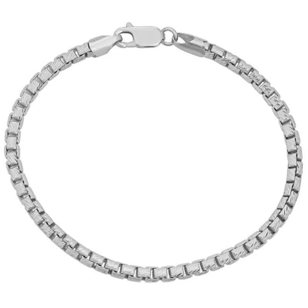 Italian Sterling Diamond-Cut Box Chain Bracelet, 8.5"