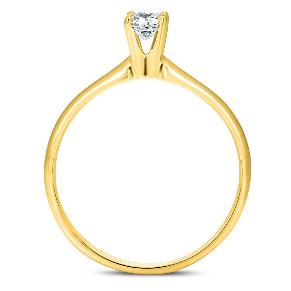 Women'S 1/3 Carat round Diamond Solitaire Ring in 14K Yellow Gold (J-K-L Color,