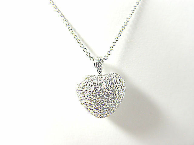 DIAMOND ROUND BR SHAPE PUFF HEART PENDANT INCLUDED 16 INCH CHAIN