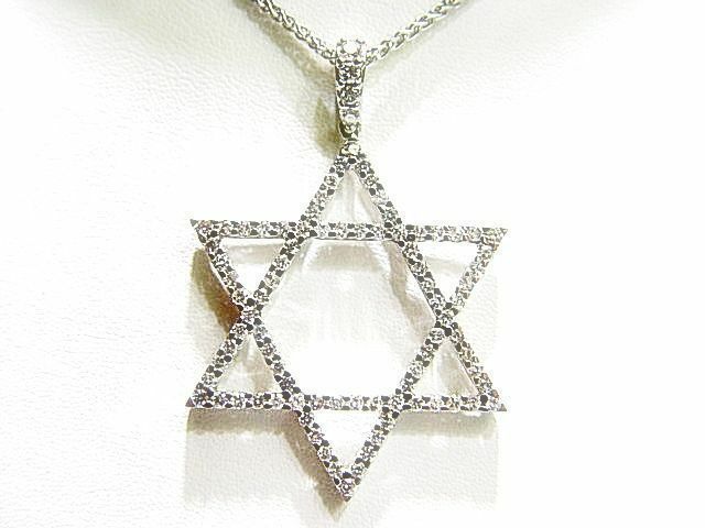 DIAMOND ROUND BRILLIANT SHAPE JEWISH STAR DIAMOND PENDANT