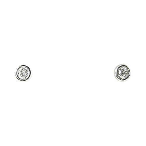 DIAMOND ROUND BR SHAPE STUD EARRING BEZEL SET