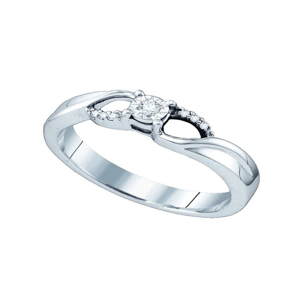 Sterling Silver Womens round Diamond Solitaire Promise Bridal Engagement Ring 1/
