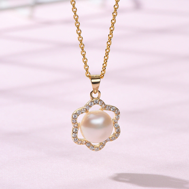 White Steamed Bun Shaped Freshwater Pearl Pendant
