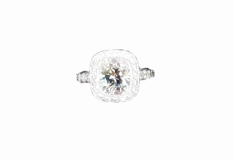 GIA CERTIFIED G COLOR VS1 CLARITY GRADE CUSHION SHAPE HALO ROUND ENGAGEMENT RING