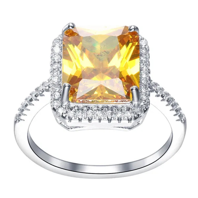 925 Silver Wedding Jewelry Citrine Genuine Gemstone Promise Ring