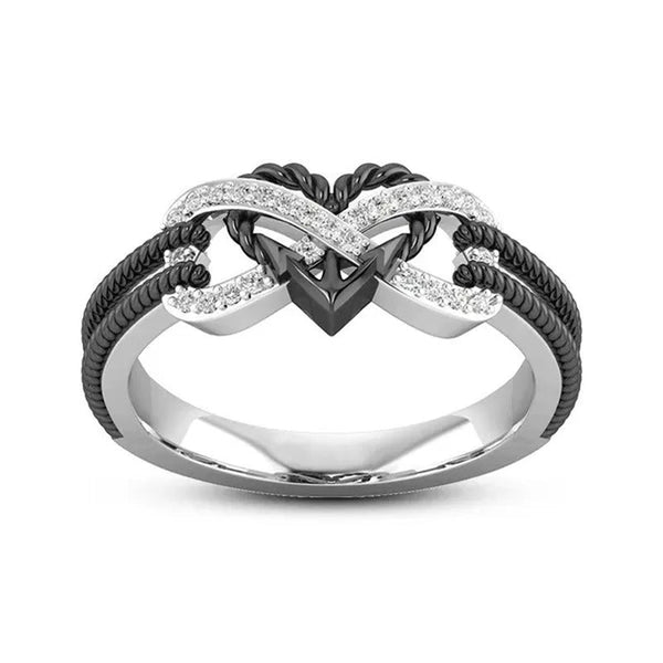 Delysia Kinghigh-Quality Exquisite Two-Color Rose Gold/Black Filled Ring Female
